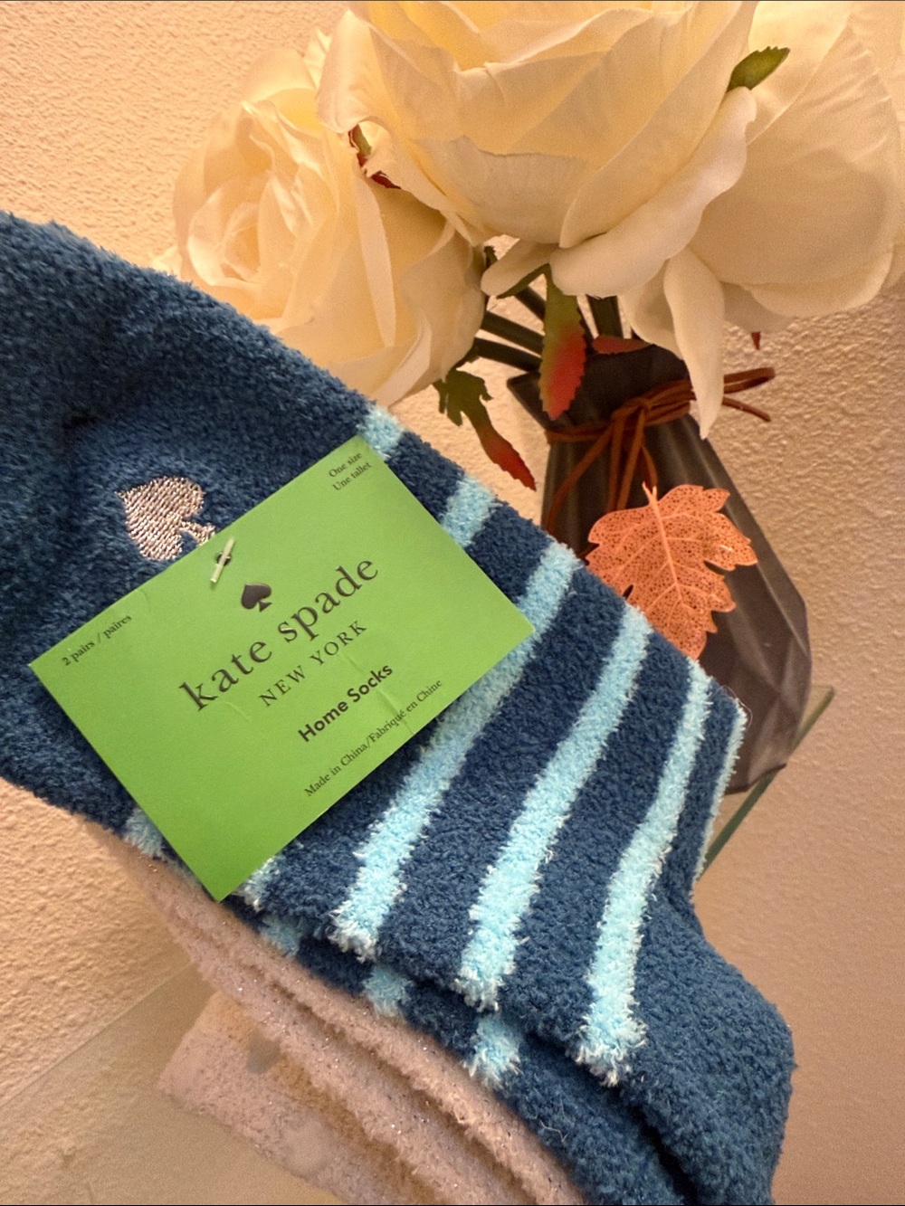 kate spade fuzzy home socks 2 Pair